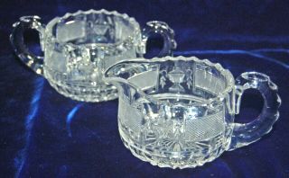 American Brilliant Cut Glass Creamer And Sugar - Classical Urn Cut