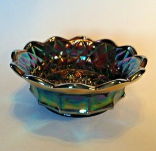 Fenton Carnival Glass Candy Dish Bowl - Iridescent Amethyst Purple - Grapes 3