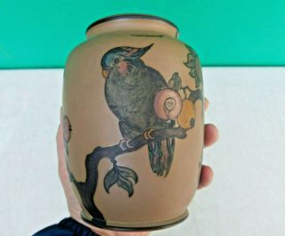 L.  Hjorth Denmark Art Deco Arts Crafts Scandinavian Pottery Ceramic Bird Vase
