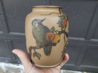 L.  HJORTH Denmark Art Deco Arts Crafts Scandinavian Pottery Ceramic Bird Vase 2