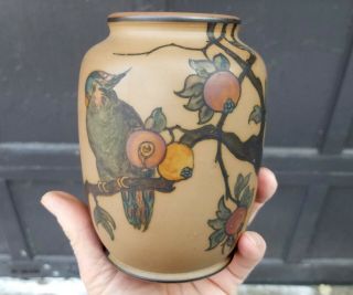 L.  HJORTH Denmark Art Deco Arts Crafts Scandinavian Pottery Ceramic Bird Vase 3