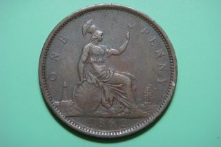 1862 Uk Great Britain United Kingdom Queen Victoria Penny Coin