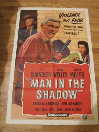 Man In The Shadow 1958 Poster Jeff Chandler Orson Welles Western