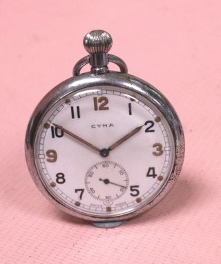 Vintage Cyma Ww2 Gstp Military Issued Pocket Watch Spares/repairs - E30