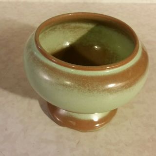 Vintage Frankoma Pottery Prairie Green Pedestal Bowl Planter 22a