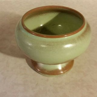 Vintage Frankoma Pottery Prairie Green Pedestal Bowl Planter 22A 2
