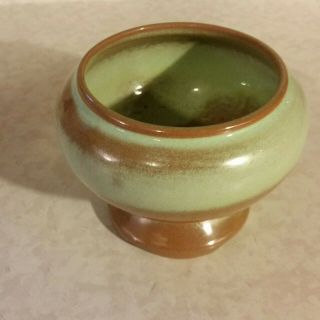 Vintage Frankoma Pottery Prairie Green Pedestal Bowl Planter 22A 3