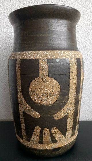 Vintage Israel Lapid Modernist Mid Century Huge Vase Ceramic Pottery Handpainted