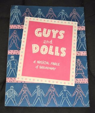 Vintage 1951 Guys And Dolls Broadway Theater Program - Allan Jones,  Jan Clayton.