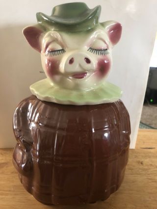 Vintage Shawnee Smiley Pig Bank Head Cookie Jar