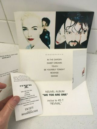 Eurythmics Mega Rare French Promo Ticket Folder/pouch 1989 Revival Annie Lennox