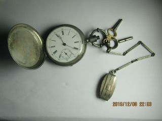 Vintage Perret & Co.  Key Pocket Watch With Pocket Chain For Parts/repair 95