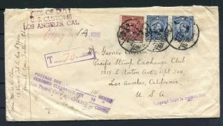 1938 Postage Due Cover From Tientsin To Los Angeles/usa