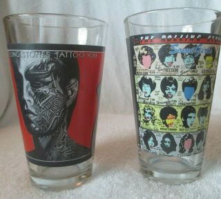 Rolling Stones Drinking Glasses Tattoo You And Some Girls Abum Covers W/tongue