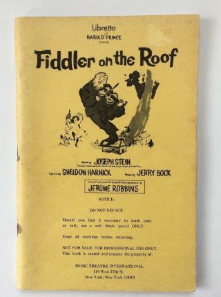 Fiddler On The Roof.  Libretto.  1964