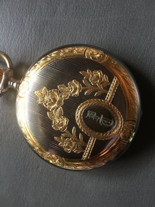 ✩ Vintage Men Pocket Watch.  Multi - Colored Gold Overlay With 16 Size Hunting Case