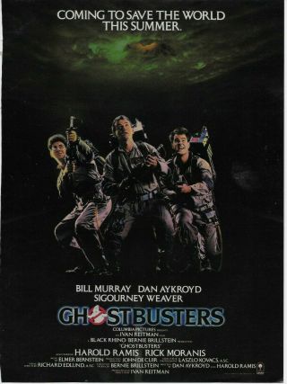 1984 Ghostbusters Movie Coming To Save The World Vintage Color Print Ad