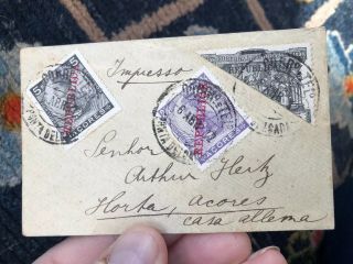 Rare 1912 Portugal Azores Domestic Postal Cover Mixed Franking