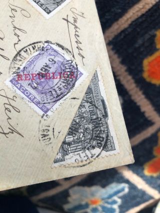 Rare 1912 Portugal Azores Domestic Postal Cover Mixed Franking 2