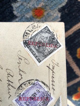 Rare 1912 Portugal Azores Domestic Postal Cover Mixed Franking 3