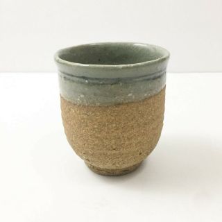 Miniature Clay Pottery Handmade Small Pot Bud Vase Tan And Green Glaze