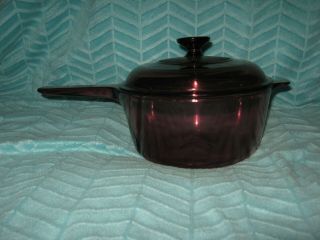 Corning Ware Vision Cranberry 2.  5 L Saucepan Pot Purple Clear Glass