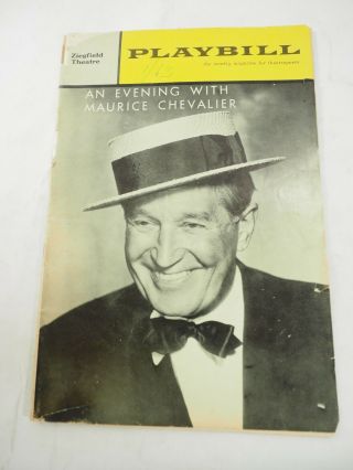 An Evening With Maurice Chevalier Ziegfield Theratre Playbill Program Jan.  1963