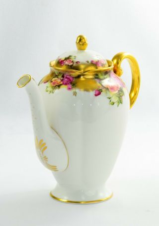Royal Chelsea Golden Rose Teapot Coffee Pot Exquisite