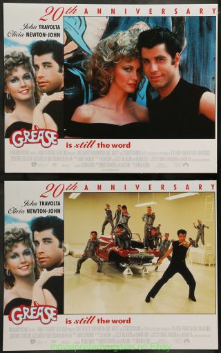 Grease Movie Poster 20th Ann.  Two 11x14 Inch Lobby Card 