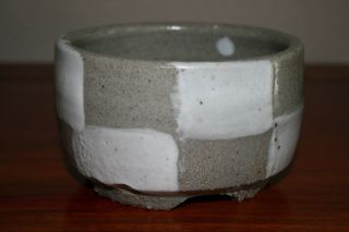 Warren Mackenzie - Studio Pottery - Oatmeal Checkered Footed Bowl - Double Stamp 2