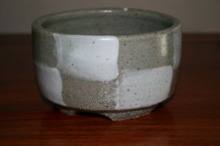 Warren Mackenzie - Studio Pottery - Oatmeal Checkered Footed Bowl - Double Stamp 3