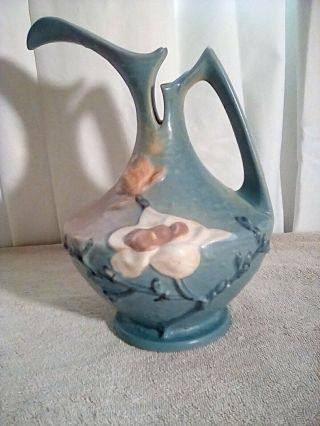 Roseville Pottery Magnolia Blue Ewer 10 Inches Tall