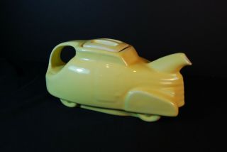 Rare Antique Vintage Hall Teapot Figural Art Deco Car Automobile Canary Yellow