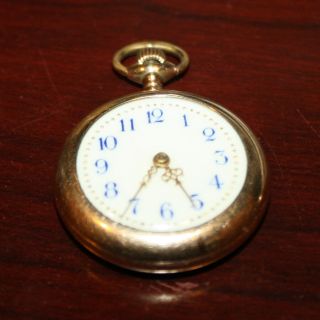 Vintage Elfin 10k Gold Filled Size 8/0 S Pocketwatch For Repair Or Parts