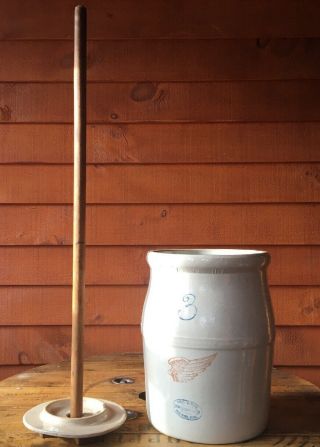 Antique Red Wing Stoneware 3 Gallon Butter Churn Crock 3