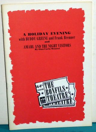Program For A Holiday Evening Bonfils Theatre Denver,  1973,  20th/44th Season