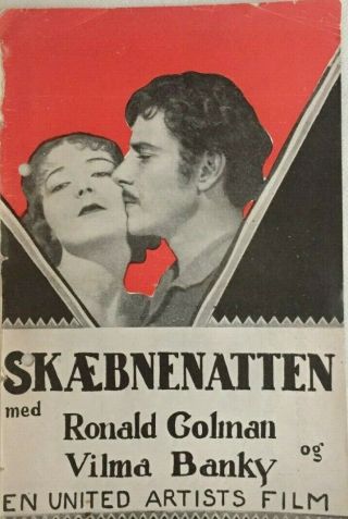 The Night Of Love Ronald Colman Vilma Bánky Sally Rand 1927 Danish Movie Program