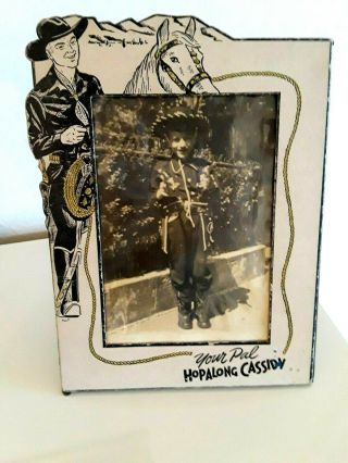 Vtg Your Pal Hopalong Cassidy Cardboard Picture Frame With Childs Cowboy Photo