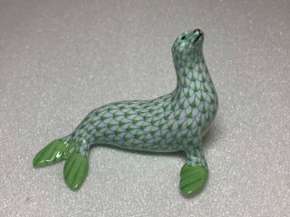 Herend Endangered Species Series Sea Lion Lime Fishnet Figurine 5871