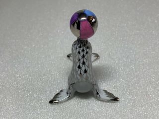 Herend Circus Sea Lion with Ball Platinum Fishnet Figurine 5543 2