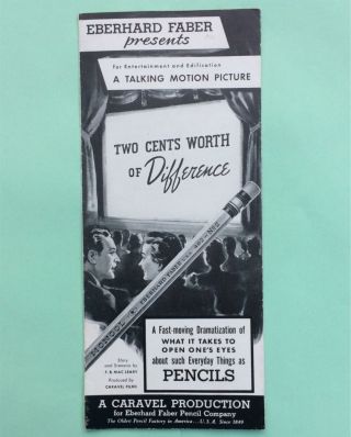 1939 Brochure For Talking Motion Picture About Salesmanship From Eberhard Faber
