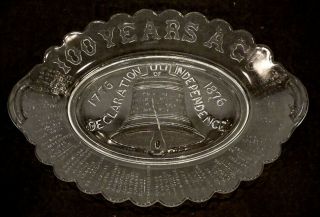 1876 Us Centennial Antique Liberty Bell Pattern Glass Eapg Platter Tray