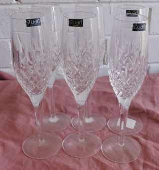 Stuart Crystal Champagne Flutes / Glasses - Set Of 6 - In