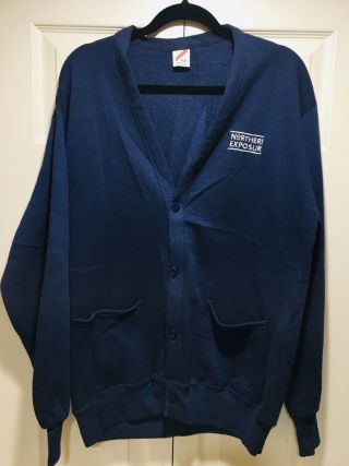 Northern Exposure Navy Blue Cardigan Adult One Size Embroidered Tv Show Rare