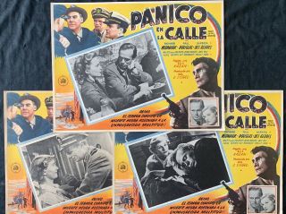 Panic In The Streets Richard Widmark Jack Palance Mexican Lobby Cards 1950