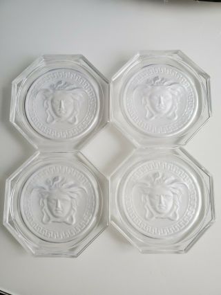 Set Of Four Versace/rosenthal,  Germany Medusa Crystal Coasters