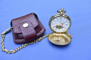 Franklin " 10 Point Buck " Pocket Watch And Leather Holder