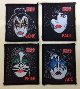 Kiss Face Band Complete Set Vtg Woven Patch Priest Sabbath Purple Gene