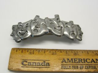Vintage 1989 Seagull Pewter Hair Barrette Stage Broadyway Theatre/drama Masks