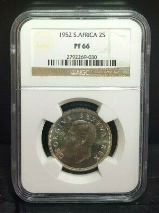 1952 South Africa Proof 2 Shilling 2s Ngc Pf66 Silver Rare Florin 15,  500 3